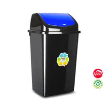 Contentor 50L em Plástico com Tampa Basculante Preto/Azul - Marca 359 | Loja BluePixel