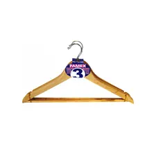 Cabides de Madeira Natural 343 Modelo Cabide 44,5x23x1,2cm - Conjunto de 3 unidades | Loja online bluepixel.pt