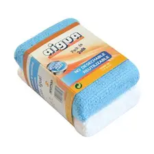 Esponja Microfibras 14x9cm Branco/Azul Pack 2un | Produtos de Limpeza BluePixel