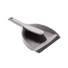 Pá de lixo com vassoura de mão cinza - Ferramenta de limpeza prática e resistente | bluepixel.pt