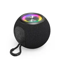 Coluna Portátil Bluetooth Ball Shape com LED Preto | Alta Qualidade e Design Moderno na bluepixel.pt