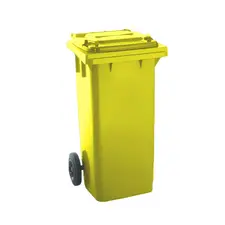 Contentor de 120L em Plástico Amarelo com 2 Rodas e Tampa - Marca 300 | bluepixel.pt