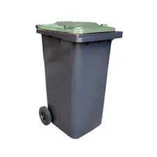 Contentor 120L Plástico com 2 Rodas Cinza e Tampa Verde | Loja BluePixel