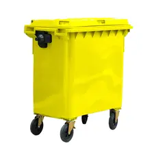 Contentor de 800L em plástico amarelo com 4 rodas e tampa | Marca 482 | Loja BluePixel