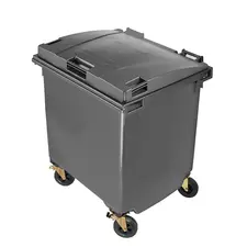 Contentor 1100L de Plástico com 4 Rodas Cinza e Tampa - Marca 300 | bluepixel.pt