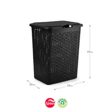 Cesto de Roupa Rattan 38L Preto - Marca 359 | Organização e Estilo para sua Casa