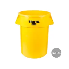 Contentor 167L Plástico Brute sem Tampa com Canais Ventilação Amarelo | bluepixel.pt