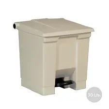 Contentor de 30L em plástico bege com pedal | Armazenamento prático e higiénico | bluepixel.pt