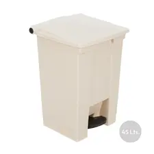 Contentor de 45L em Plástico Bege com Pedal - Ideal para Casa e Escritório | bluepixel.pt