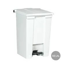 Contentor de 45L em plástico branco com pedal - Marca 401 | Loja BluePixel