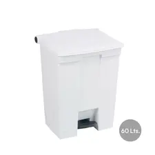 Contentor de 60L em plástico branco com pedal - Marca 401 | Loja BluePixel