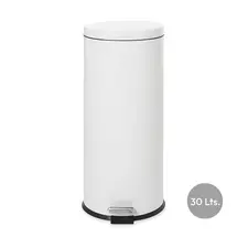 Contentor 30L Metal Aço Revestido com Pedal Branco - Marca 401 | Loja BluePixel