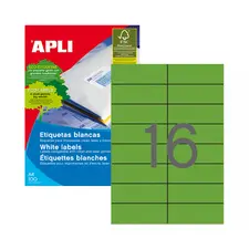 Etiquetas verdes Apli 105x37mm 20Fls A4 - 320 etiquetas para organização | bluepixel.pt