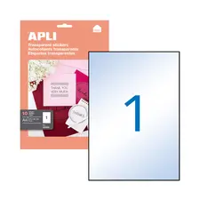 Etiquetas A4 Transparentes 210x297mm 10 Folhas Apli - Ideal para Impressão Personalizada