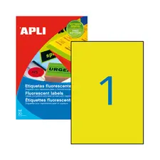 Etiquetas A4 Amarelas Fluorescentes 210x297mm 20 Folhas - Produto de Qualidade na BluePixel