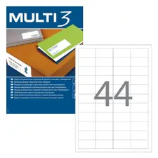 Etiquetas Autoadesivas A4 Multi3 48,5x25,4mm - Pack 100 Folhas, 4400 Etiquetas | bluepixel.pt