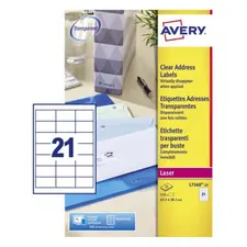 Etiquetas Avery 525 Transparentes 63,5x38,1mm Pack de 25 Folhas | Loja BluePixel