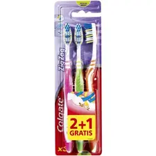 Escova de Dentes Colgate Zig Zag Media 2+1unidades | Higiene Bucal de Qualidade