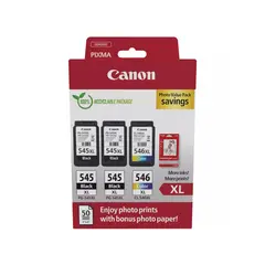 Pack Tinteiros Canon 545XLx2/546XL Preto/Cor+Papel 8286B015