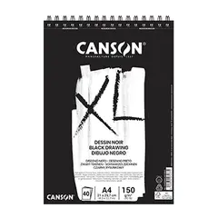 Bloco Espiralado Canson XL Dessin Noir A4 150g - 40 folhas para desenhos e esboços | bluepixel.pt
