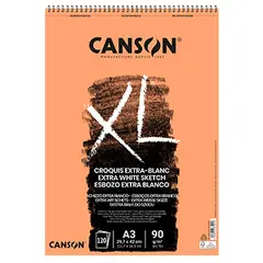 Bloco Espiralado Canson XL Extra Blanc A3 90g - Papel de Alta Qualidade para Desenho e Esboço
