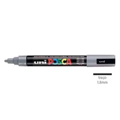 Marcador Uniball Posca PC-5M 1,8mm Cinza (37) 1un