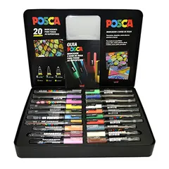 Mala Metálica 368 com Marcadores Uniball Posca Sortidos - Acessórios Artísticos