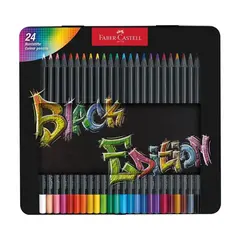Lápis Cor 24un Cx Metal Faber-Castell Black Edition 18cm