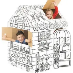 Casinha de Cartão para Pintar e Brincar Pastelaria | Diversão e criatividade para crianças