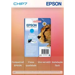 Tinteiro EPSON T0712 Ciano - B40/110, BX3xx/600, D120, DX74xx/84xx/9400, SX2xx/4xx5/5xx/6xx