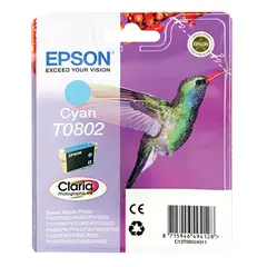Tinteiro EPSON T0802 Ciano - Stylus Photo P50/PX6xx/PX7xx/PX8xx/R2xx/R360/RX560/RX585/RX685