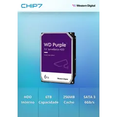 Disco 3.5 6TB WD Purple 256Mb SATA 6Gb/s 56rp Surveillance