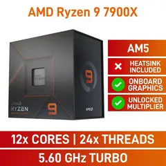 AMD Ryzen 9 7900X 5.6GHz AM5 12C/24T 170W 76MB without cooler BOX