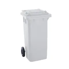 Contentor 120L Plástico 2 Rodas Branco Tampa Branca