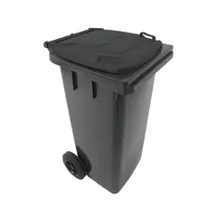 Contentor 120L Plástico 2 Rodas Cinza Escuro Tampa Cinza
