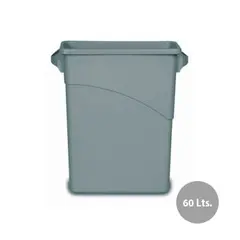 Contentor 60L Plástico Slim Jim c/Canais Vent s/Tampa Cinza