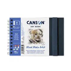 Caderno Canson Artbook Mixed Media Artist A5 300gr 56Fls
