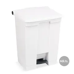 Contentor 60L Plástico Branco com Pedal