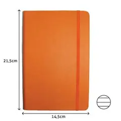 Bloco de Notas Pautado 21,5x14,5cm Marca 425 Capa Semi Pele Laranja | Loja BluePixel