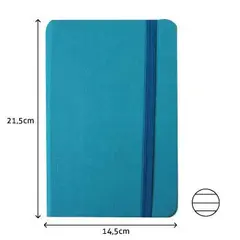 Bloco de Notas Pautado 21,5x14,5cm Semi Pele Azul Turquesa - Marca 425 | BluePixel
