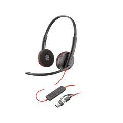 HP Poly Blackwire 3220 Stereo USB-C Headset +USB-C/A Adapter