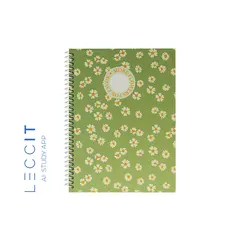 Caderno Espiral A5 Pautado FLOWERS Verde 80Fls 1un
