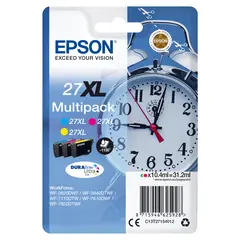 Tinteiro EPSON 27 Multipack 3 Cores XL com Alarme RF para Impressoras WF-3620, 3640, 7110, 7610, 7620 | bluepixel.pt