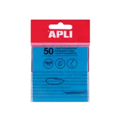 Bloco Notas Aderentes 075x075mm Film Apli Azul Transp 50Fls