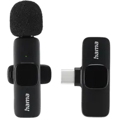 HAMA Smart Wireless Lavalier Microphone Wireless Clip-on Mic f. Mobile Phones