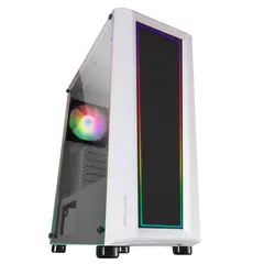 Gabinete ATX MARS GAMING MC-ART com vidro duplo, iluminação FRGB e design artístico - Branco