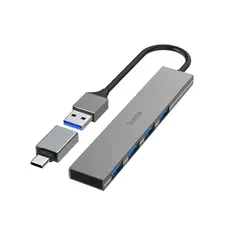 HAMA USB HUB 4 PORTAS USB 3.2 GEN 1 Ultra-Slim com Adaptador USB-C - Marca 237