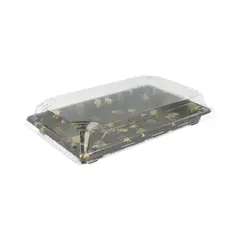 Caixa Plástico Sushi c/ Tampa 22x14x4cm Preto 50un