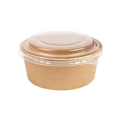 Saladeiras 750ml Cartão Redondo Cor Kraft com Tampa PET 25un
