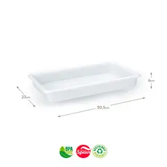 Tabuleiro Hotelaria 30,5x23x6cm 2,5L Branco